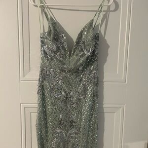 Green Sequin Prom Dress